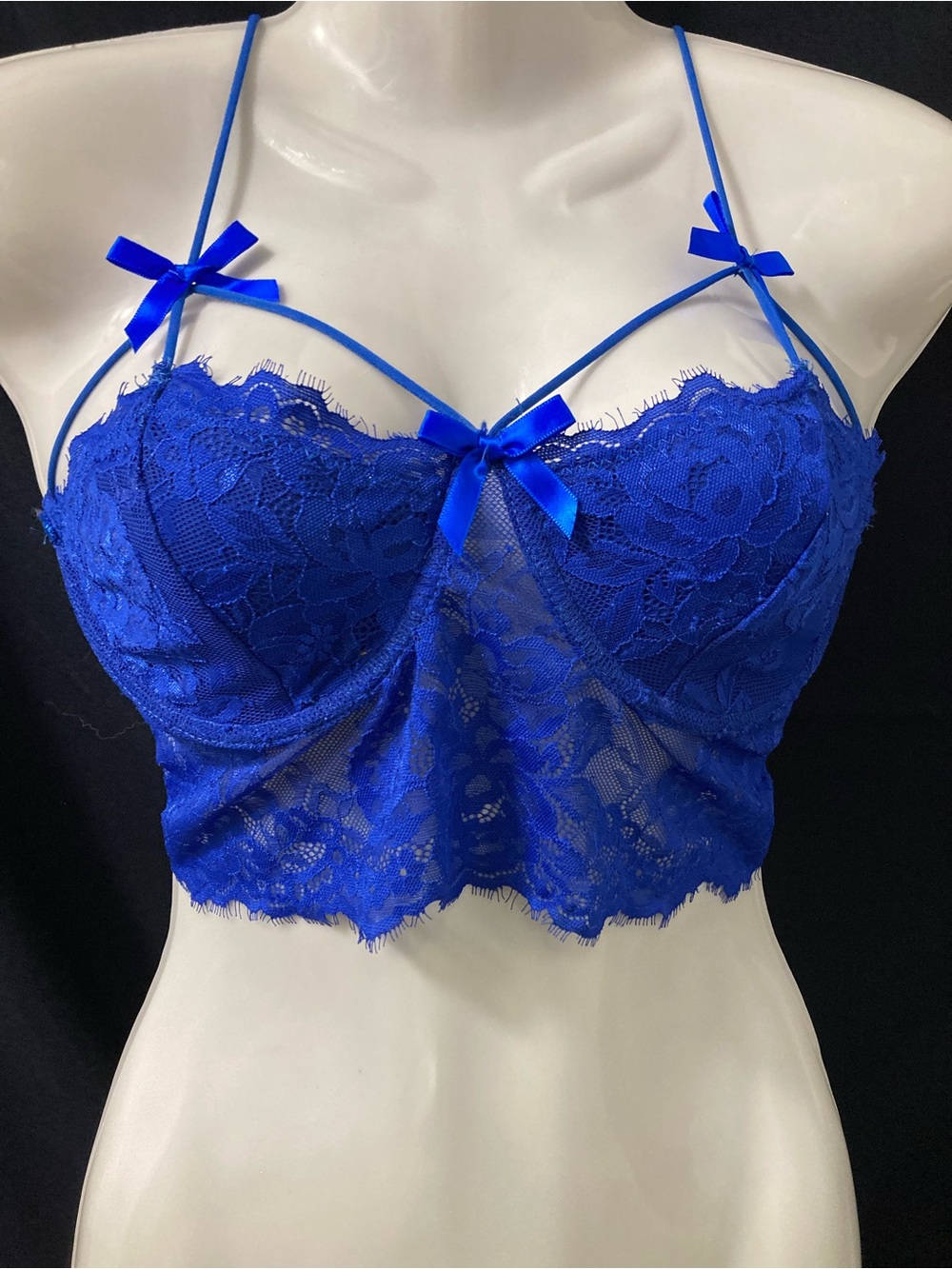 SHEIN Royal Blue Lace Longline Bralette L